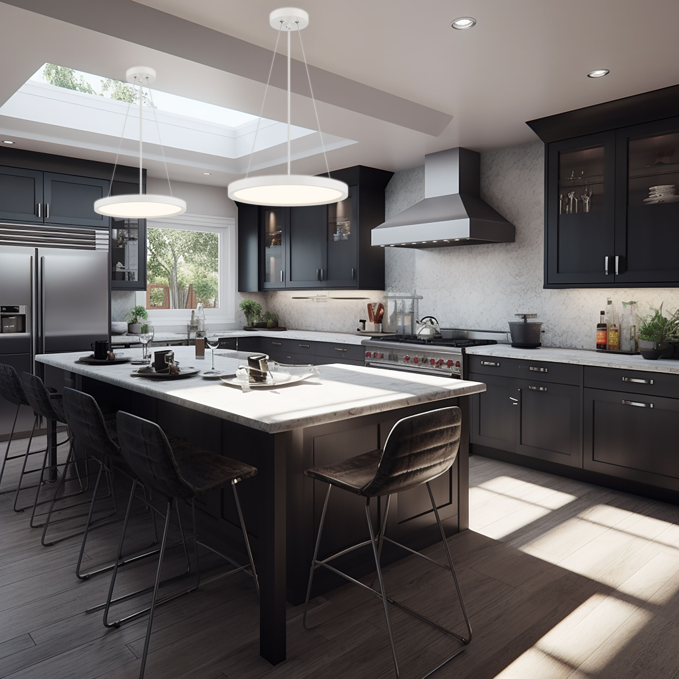 Vantage LED 15 inch White Pendant Ceiling Light, Round